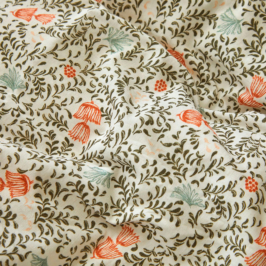 BIO INDIRA - Housse de couette li/coton organic ecume 200x200 cm