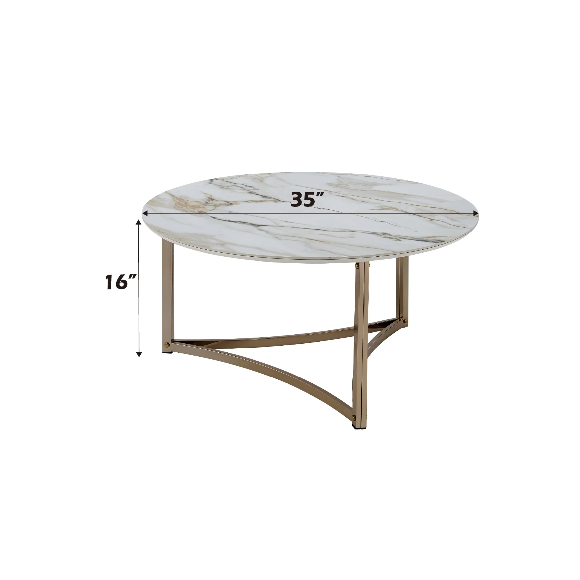 Stone Top & Champagne Finish Coffee Table