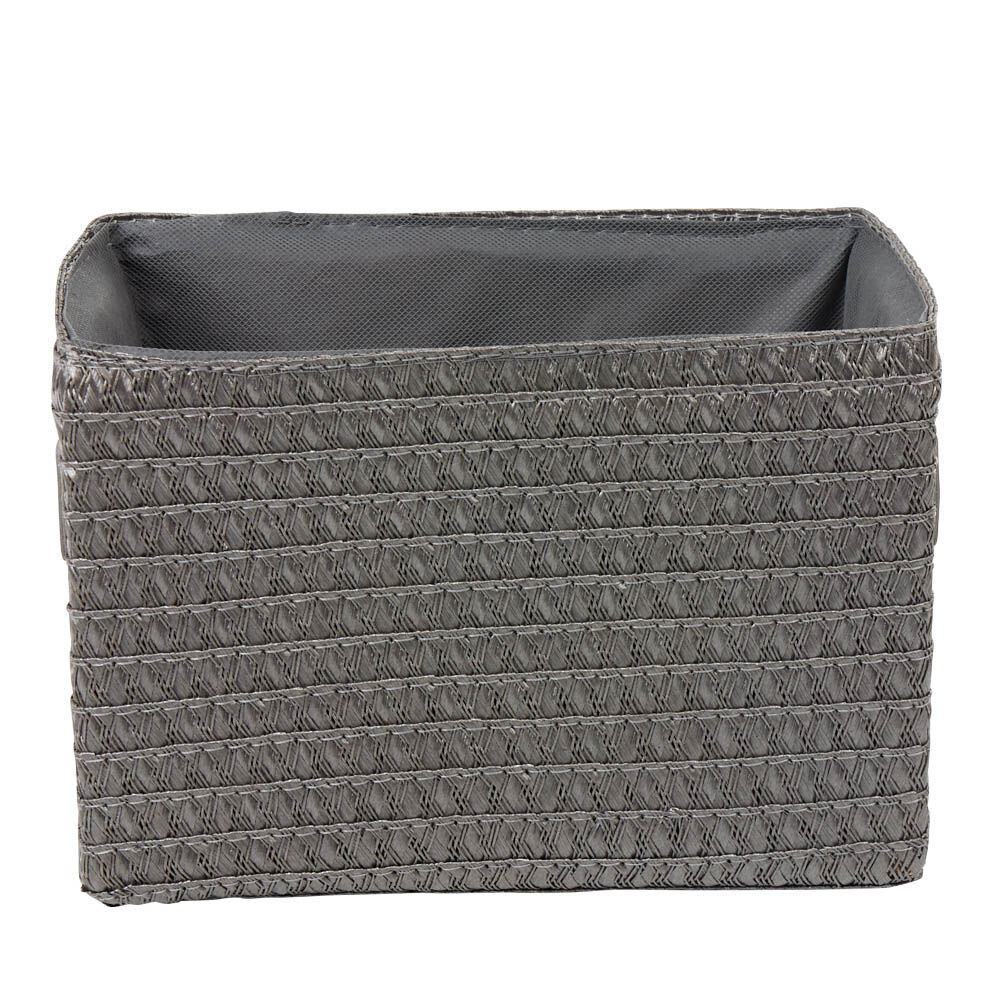 Panière de rangement grise effet tressé x3