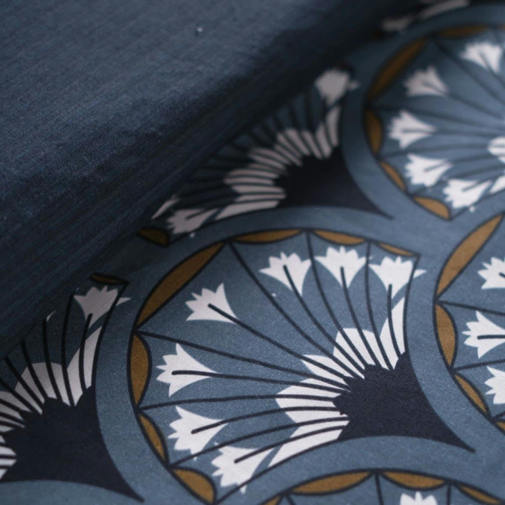 - Parure de couette 100% coton 57 fils imprimée 240x220 2 taies