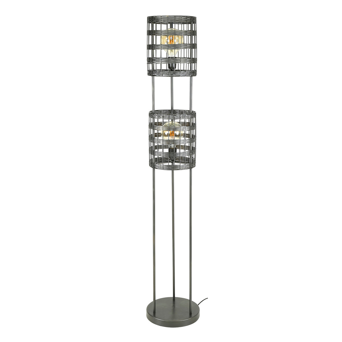 Giga Meubel Vloerlamp Metal Blinds - Zwart - 2-Lichts - 30x30x166cm
