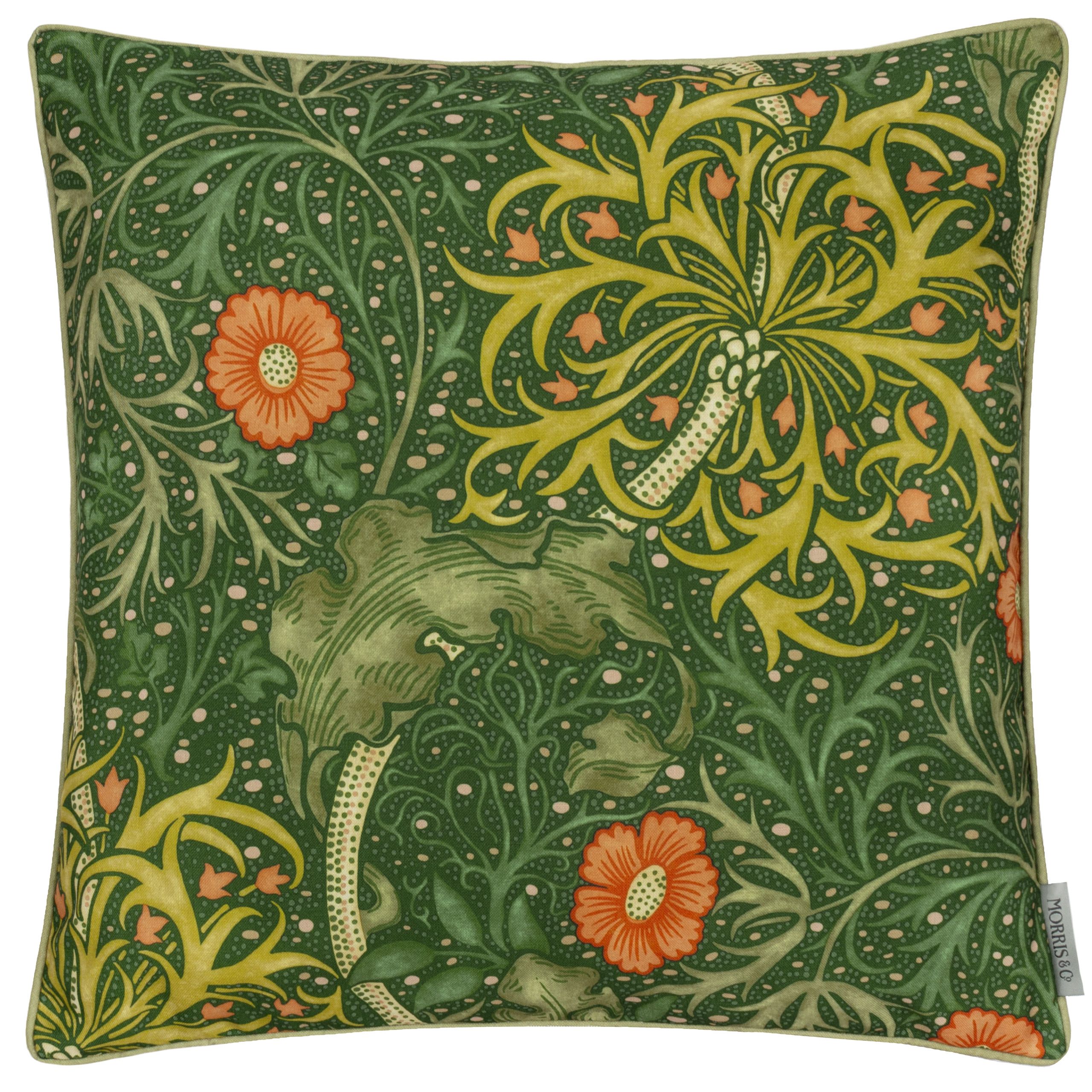 Morris & Co Seaweed Printed Piped Outdoor Cushion