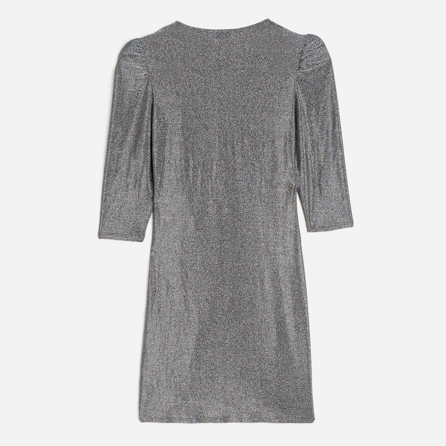 Robe TEXTO grise métallisée drapée