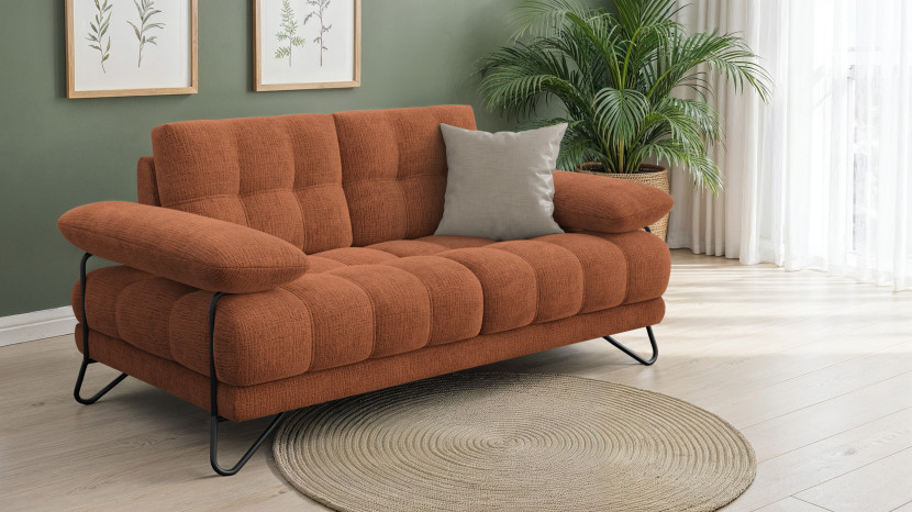 BUBBARA Sofa 2 osobowa, pomarańczowa