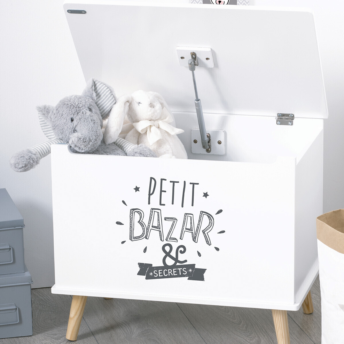 Kids chest white wood White, 58x38 cm