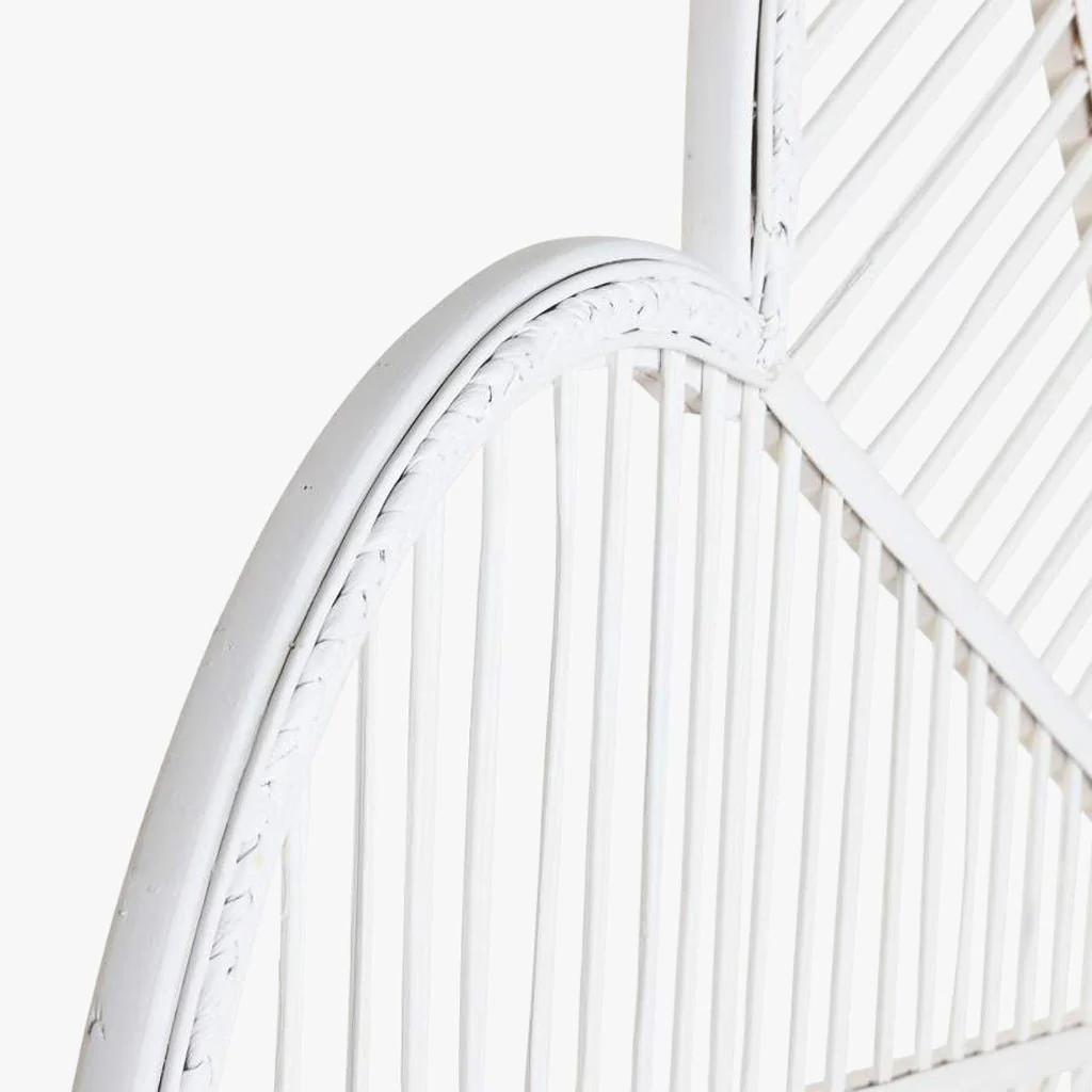 Cabeceira Cama Branca Rattan Flor 190x2,5x81 SERENA