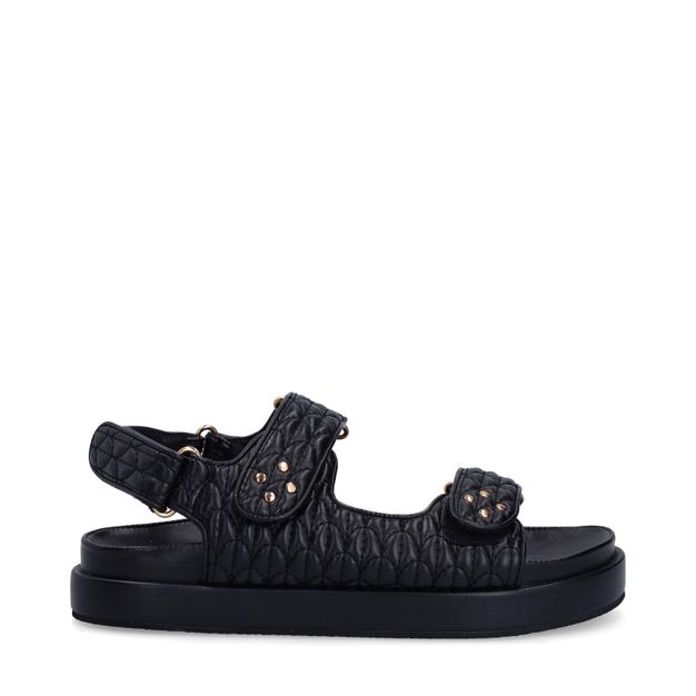Zwarte sandalen met goudkleurige studs