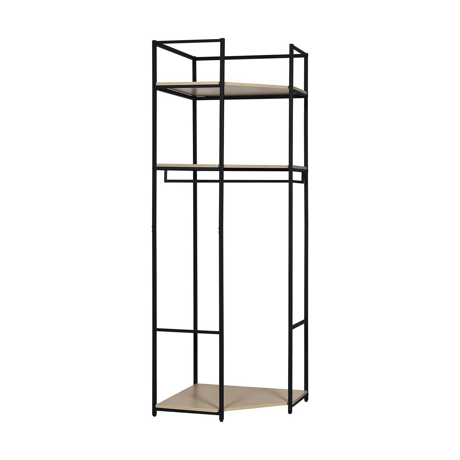 JUNE - Portant d'angle bois et métal NOIR L70 x H200cm