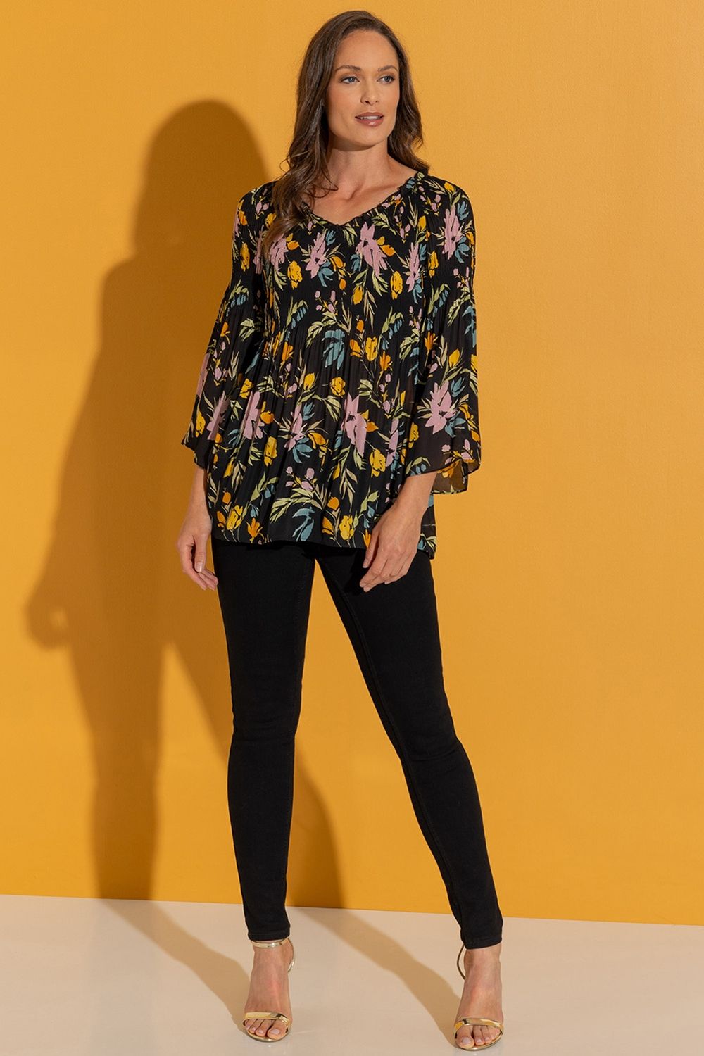 Klass. Floral Print Pleated Georgette Top