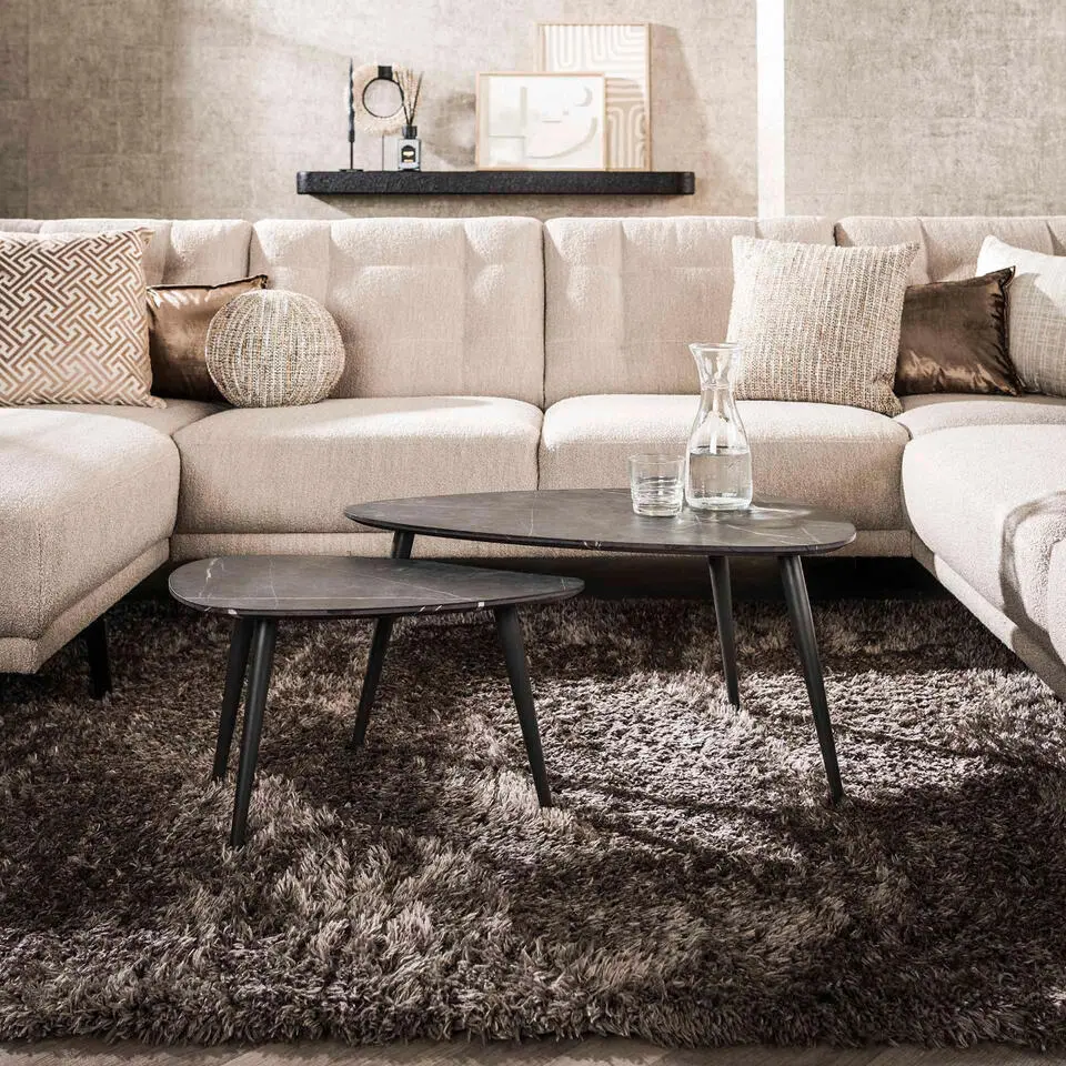 Fraaai - Connie salontafel set van 2 peer vorm - zwart/bruin