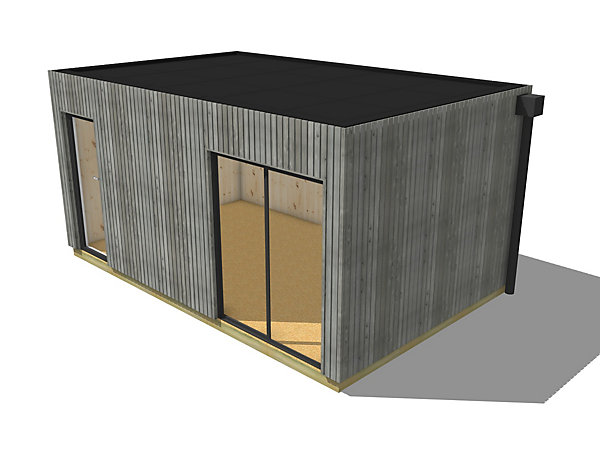Dépendance jardin sans permis en bois 5,5 x 3,5 x 2,7 m avec plancher isolé