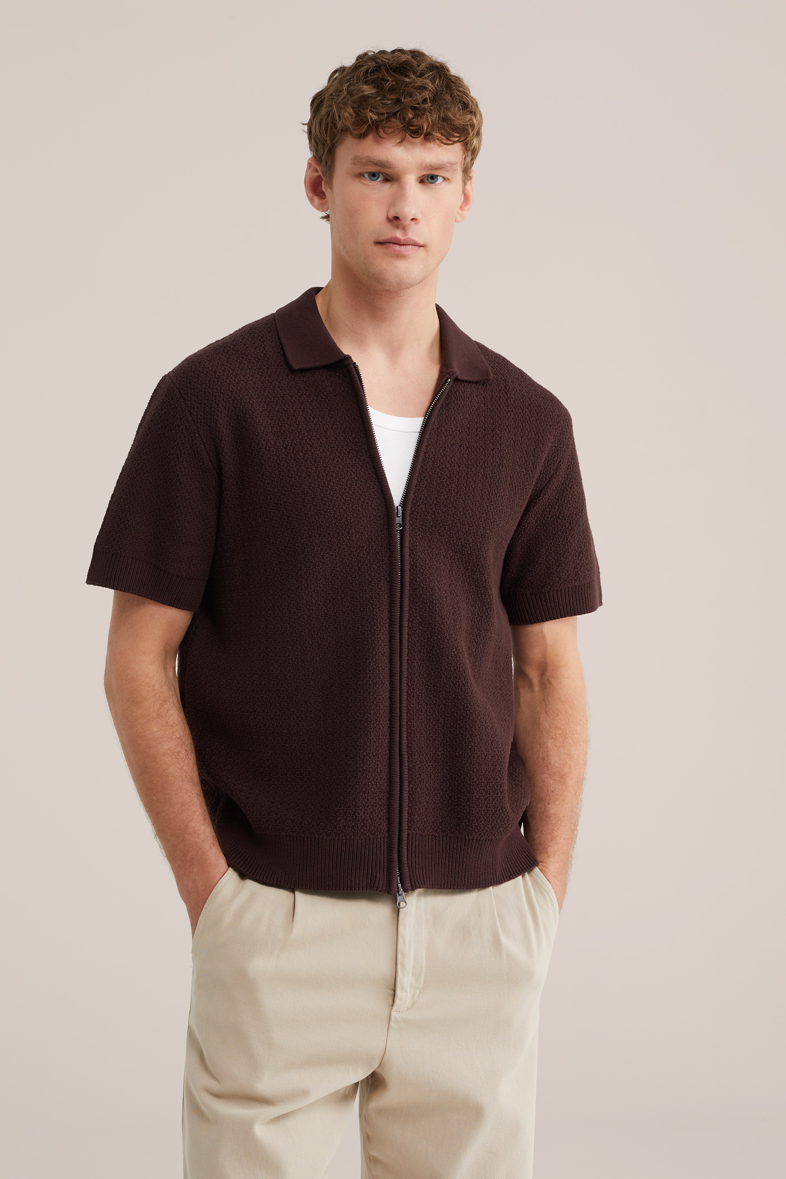 Heren regular fit vest met rits