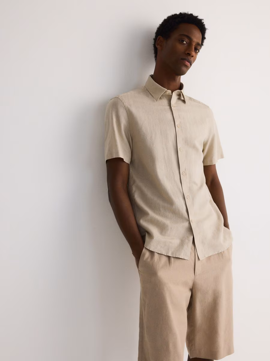 Regular Fit Shirt With Linen Blend