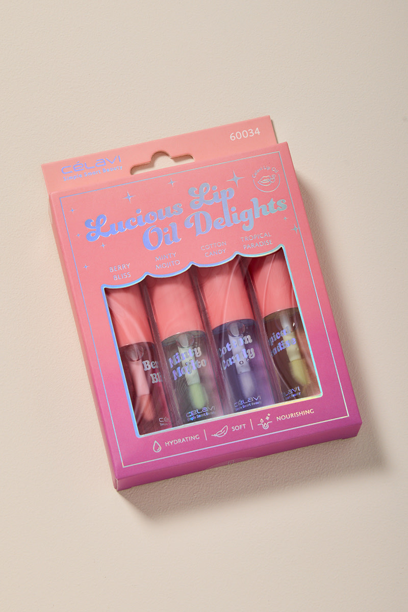 CELAVI 4 Pack Lucious Lip Oil Set