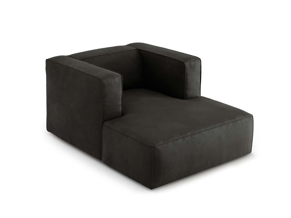 MUSE - Méridienne 1 place en cuir noir