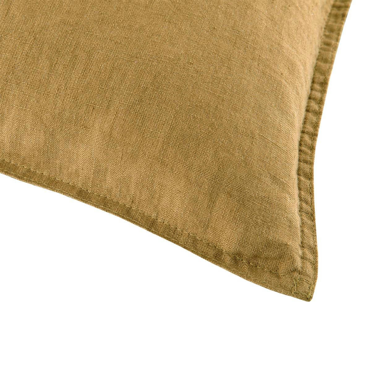 PETIT JOUR - Taie d'oreiller en  lin lavé jaune 50 x 75 cm