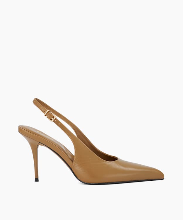 Cai Toffee - Leather Slingback Court Shoes