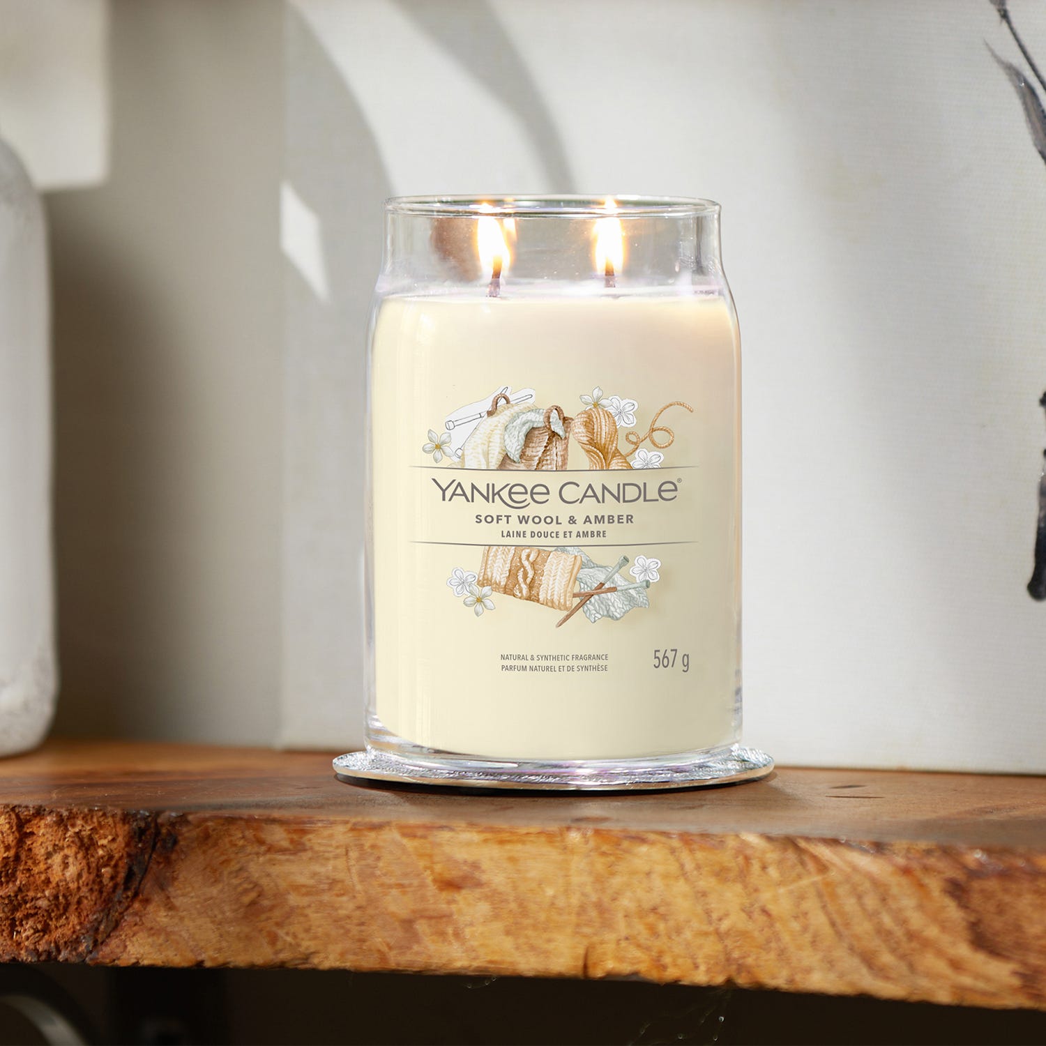 Soft Wool & Amber candela in giara grande Yankee Candle