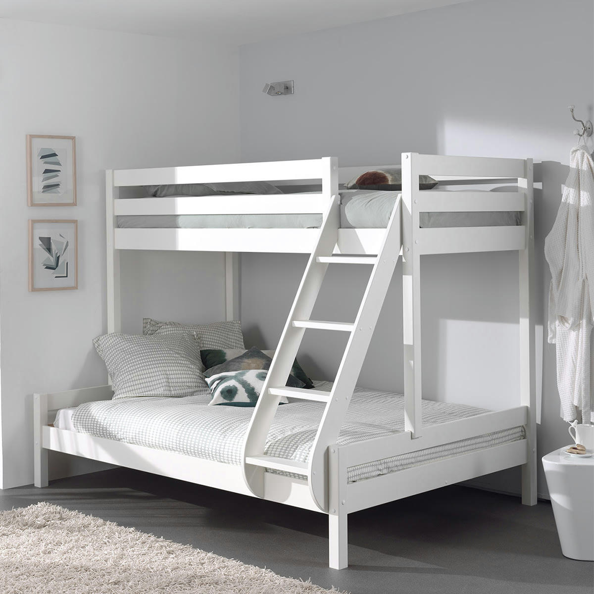 PINO - Lit superposé 90x200 140x200 sommier inclus blanc