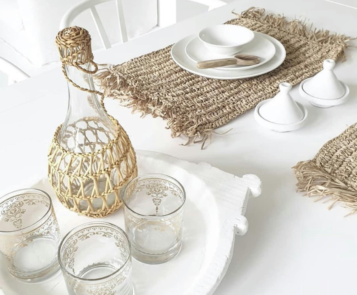 FRINGE RAFFIA - Set de table en raphia naturel