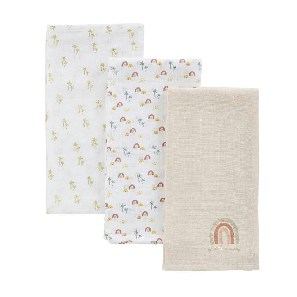 MALAGA - Langes bébé en coton multicolore imprimé (x3)