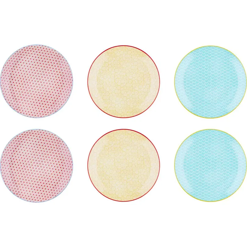 Flacher Teller 6er-Set Pattern