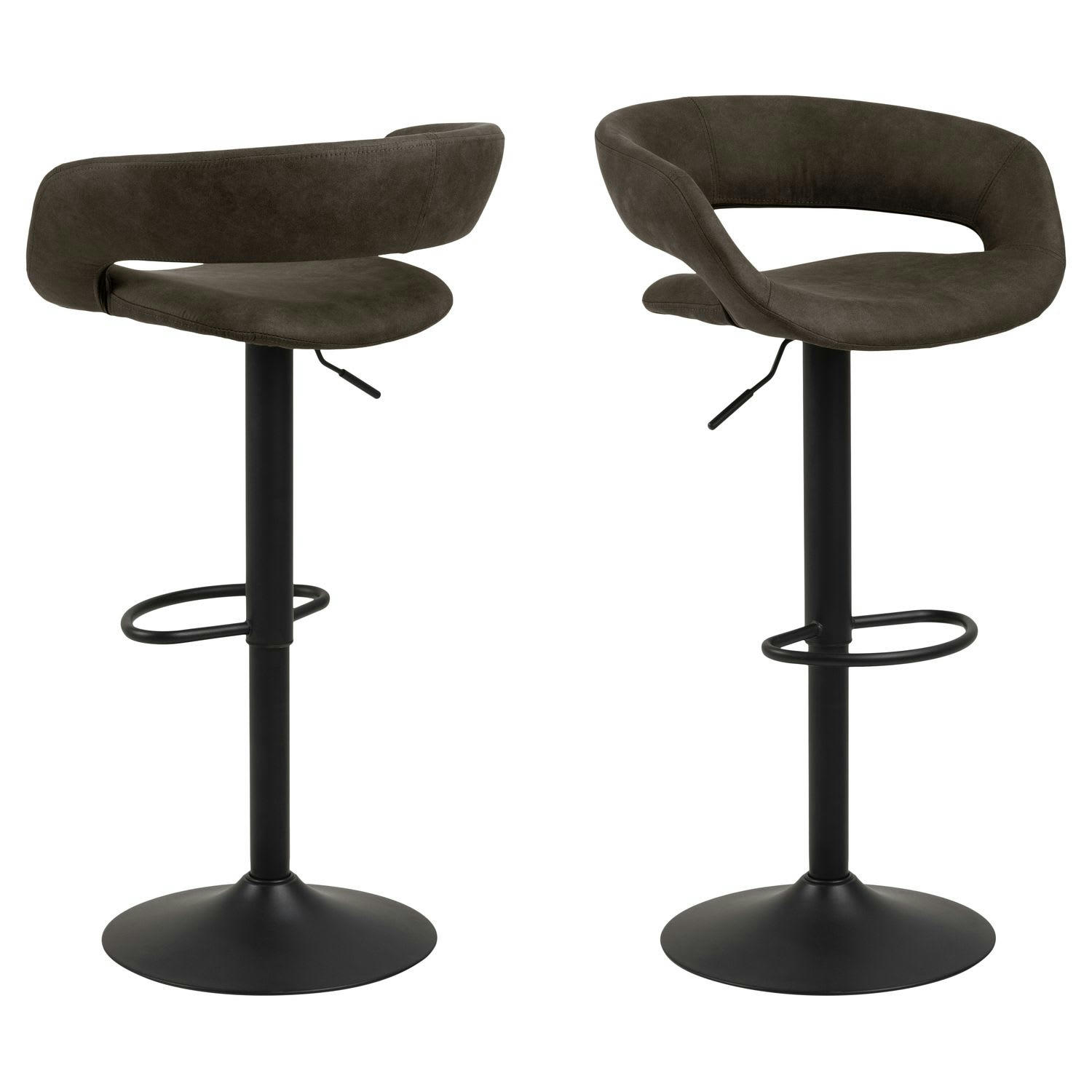 GRACIE - Lot de 2 tabourets de bar gris