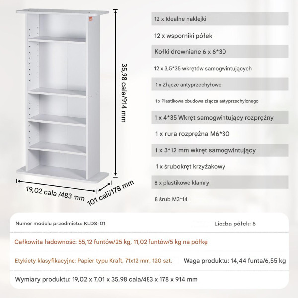 Szafka na Płyty CD/DVD z Regulowanymi Półkami 240 Płyt