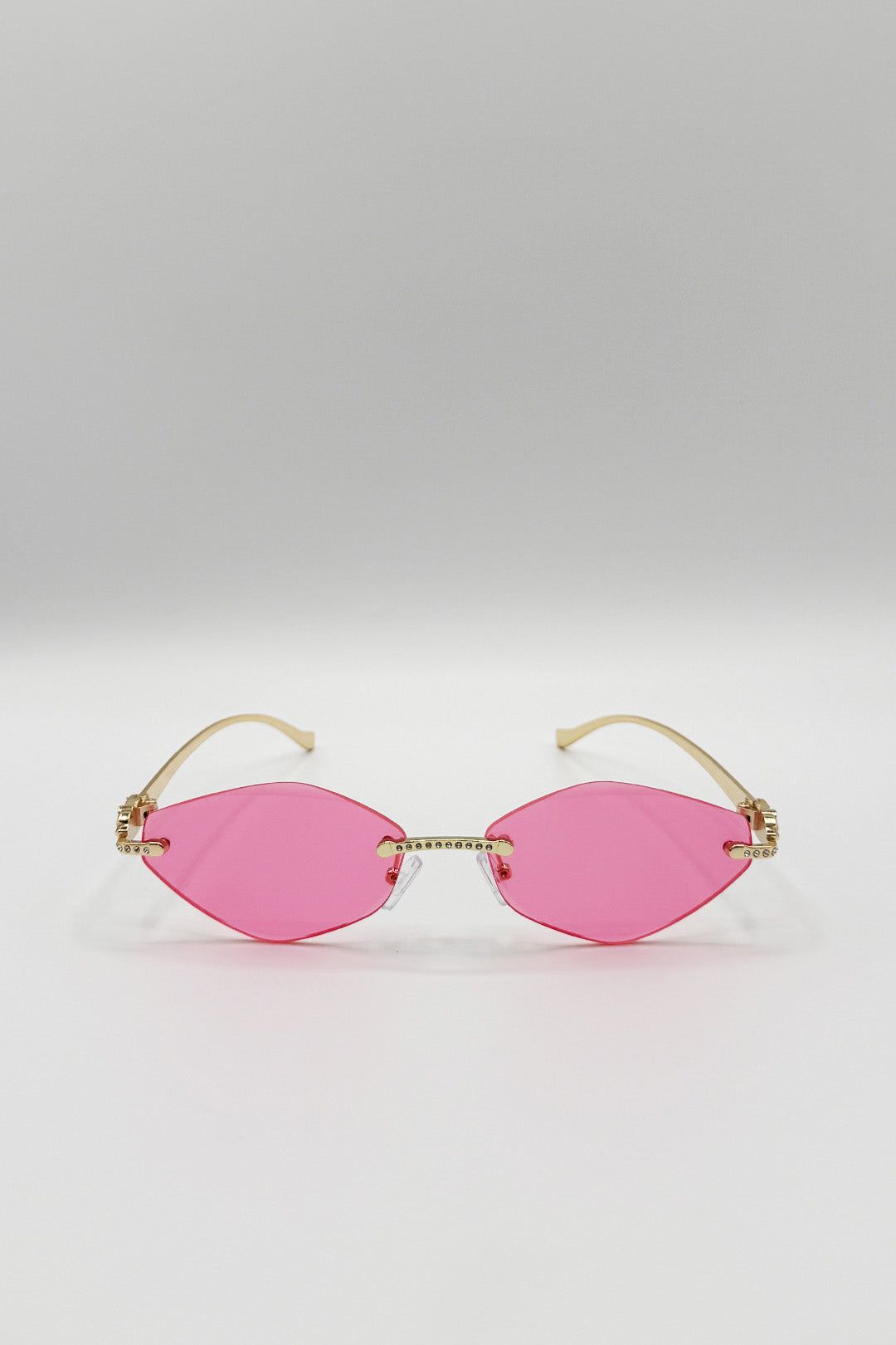 SVNX Rimless Oval Geo Metal Sunglasses