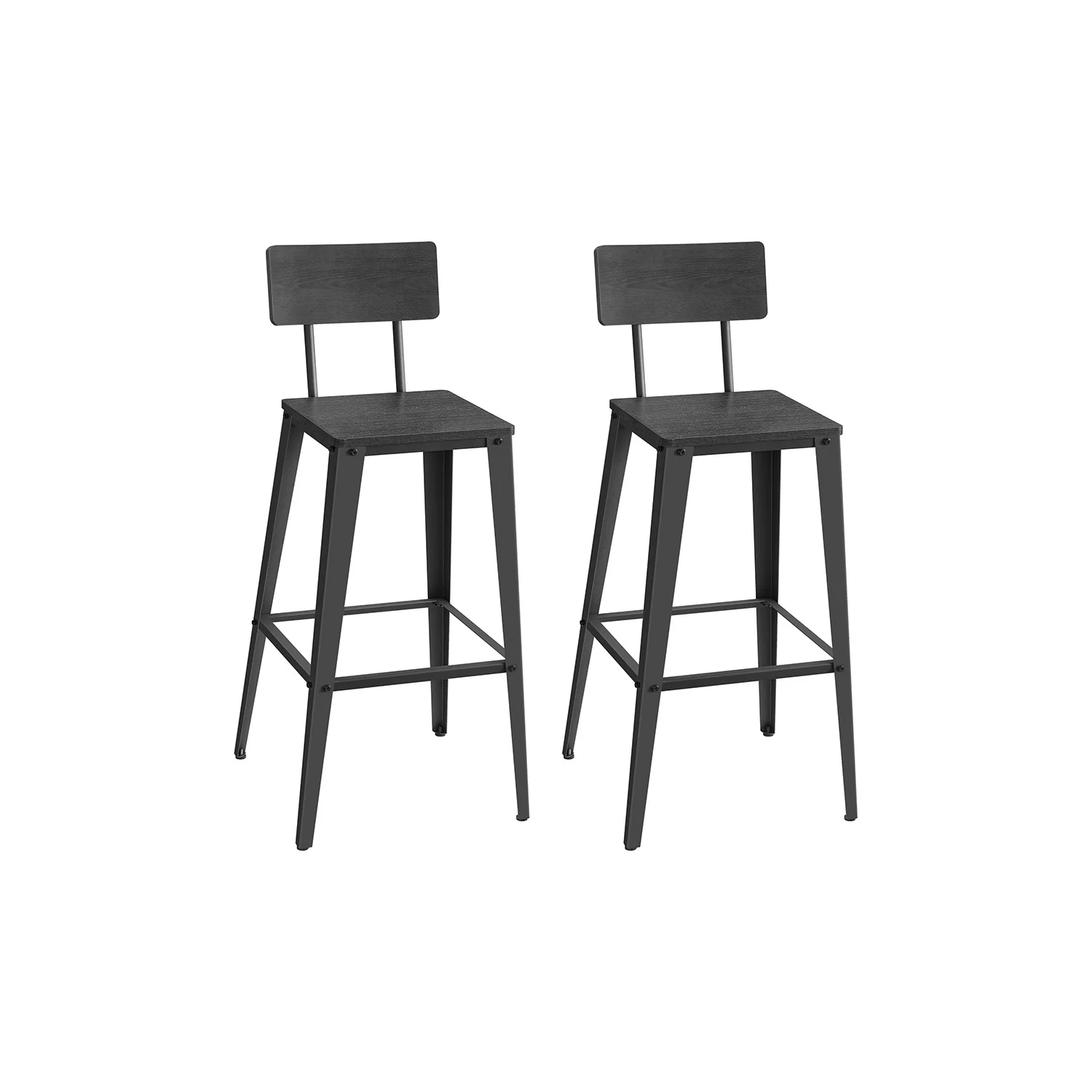 2 Tabourets de bar avec dosier industriel