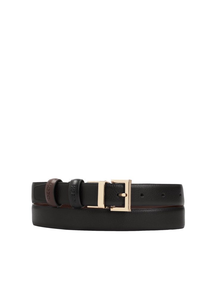 Narrow double-sided leather belt
