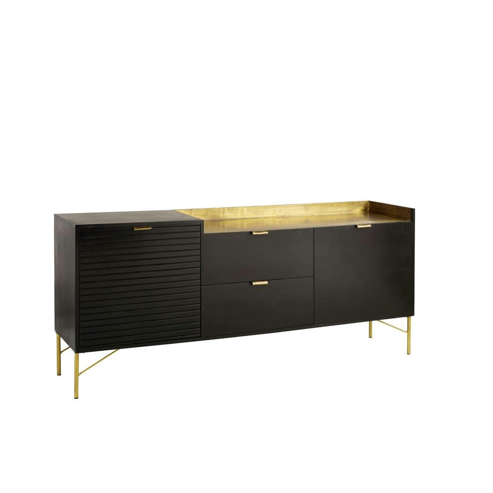 Jagger - Buffet 2 portes 2 tiroirs en manguier massif noir