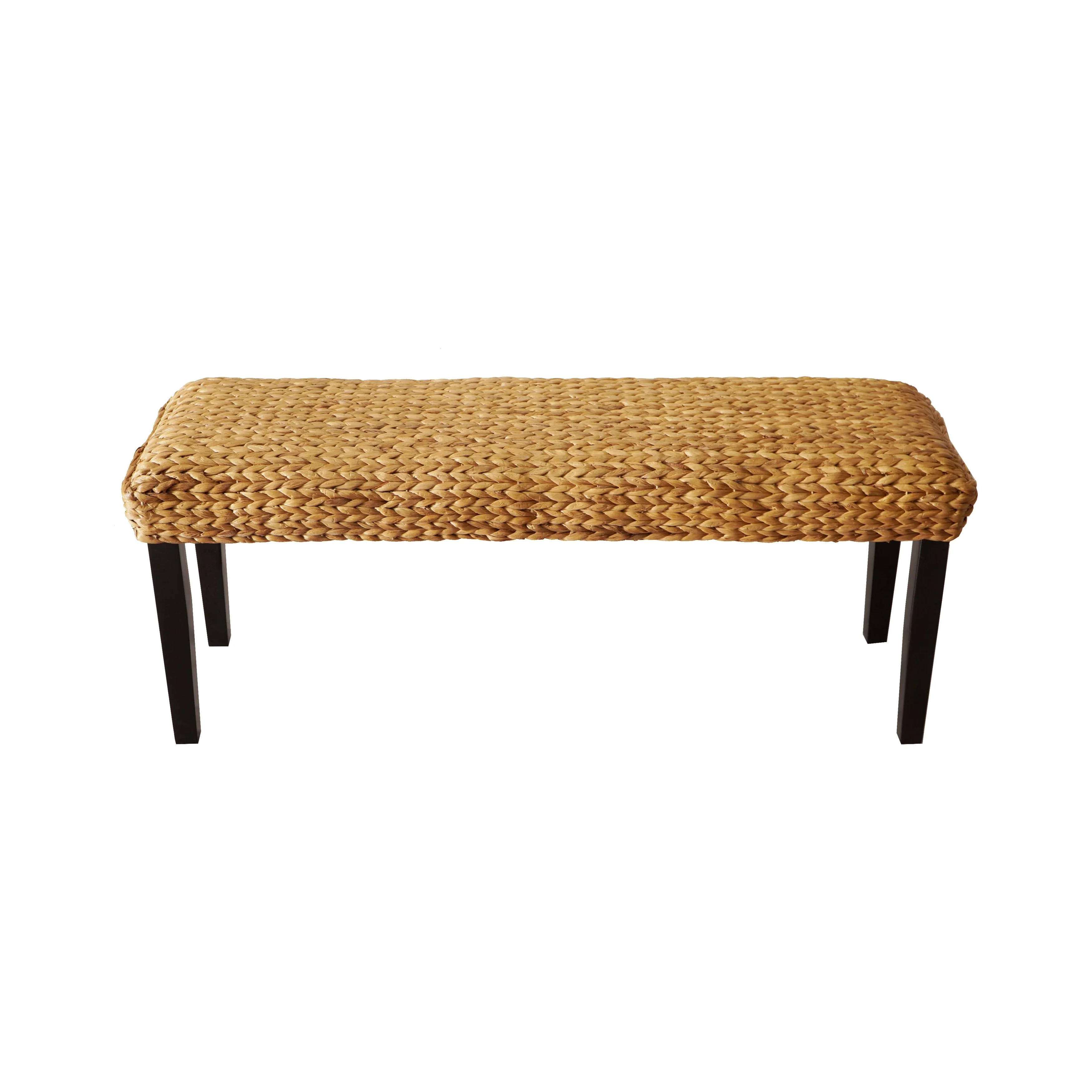 M4H Sultan Solid Wood Natural Water Hyacinth Indoor Bench