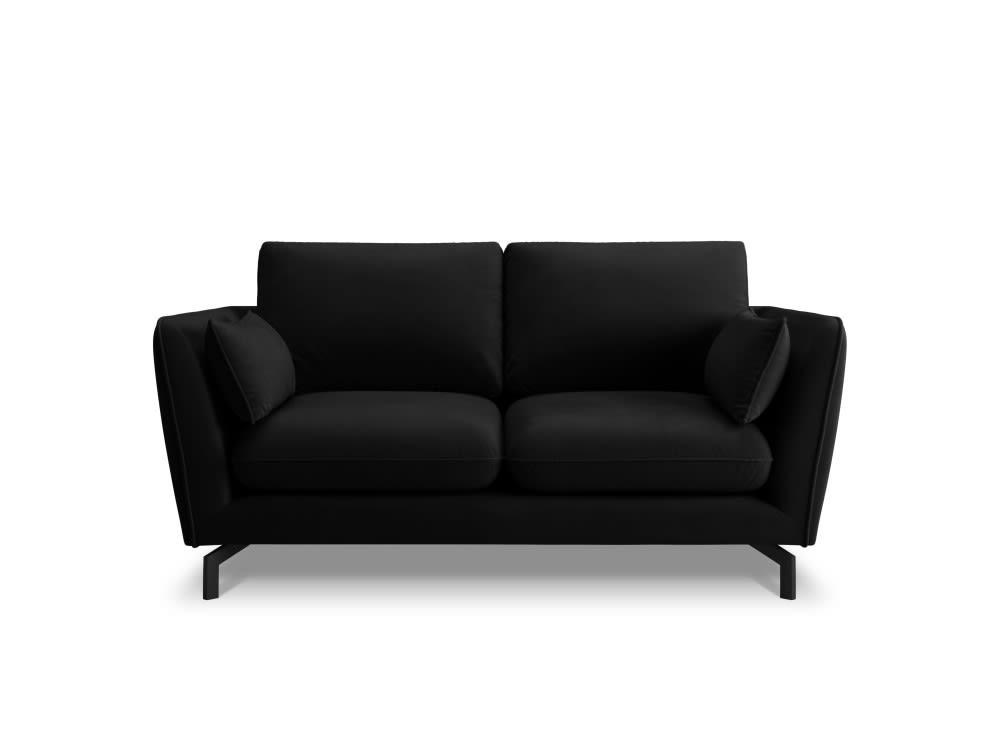 PODIUM - Canapé 2 places en velours noir