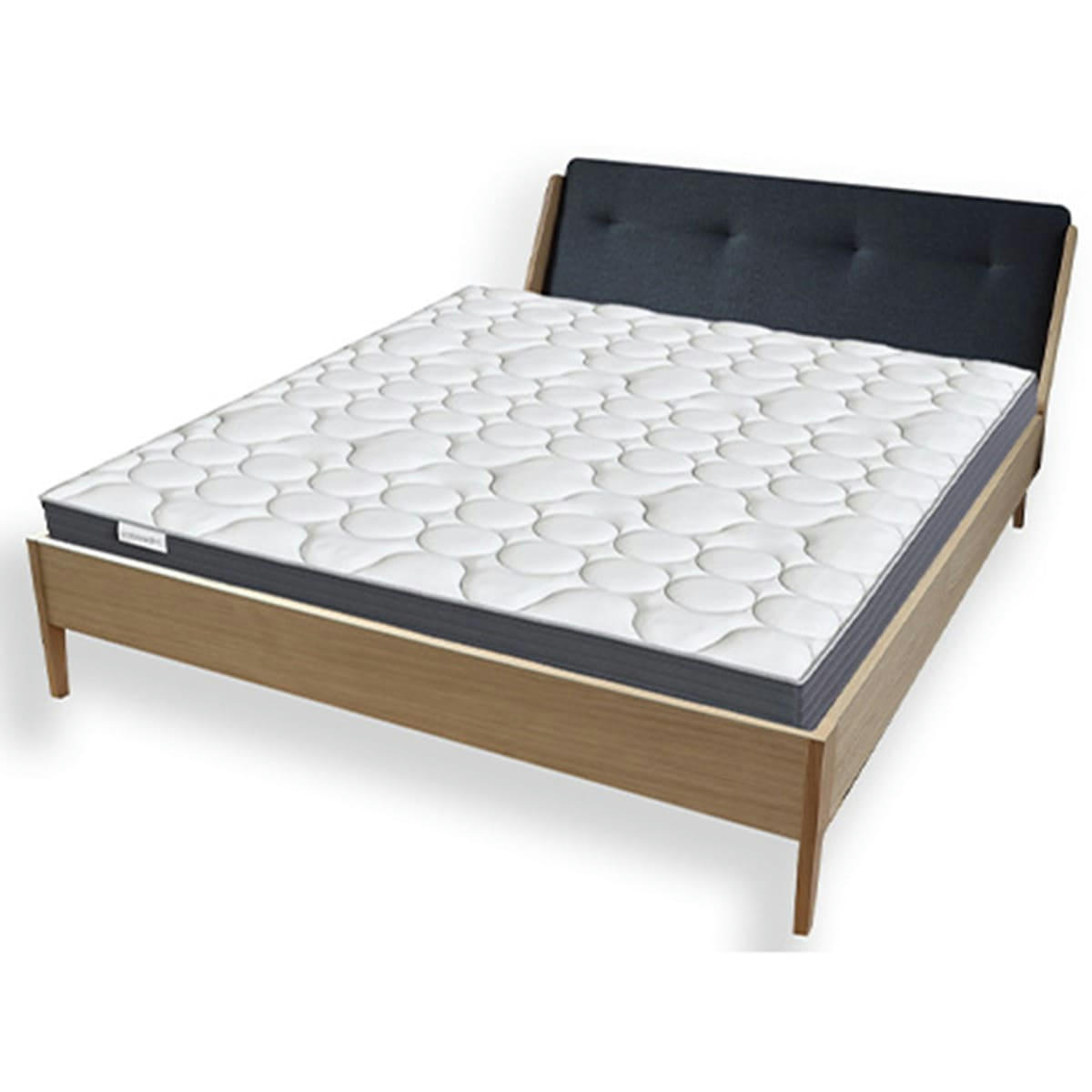 NOVA - Ensemble lit placage chêne 160x200cm + matelas ressorts ensachés 22cm