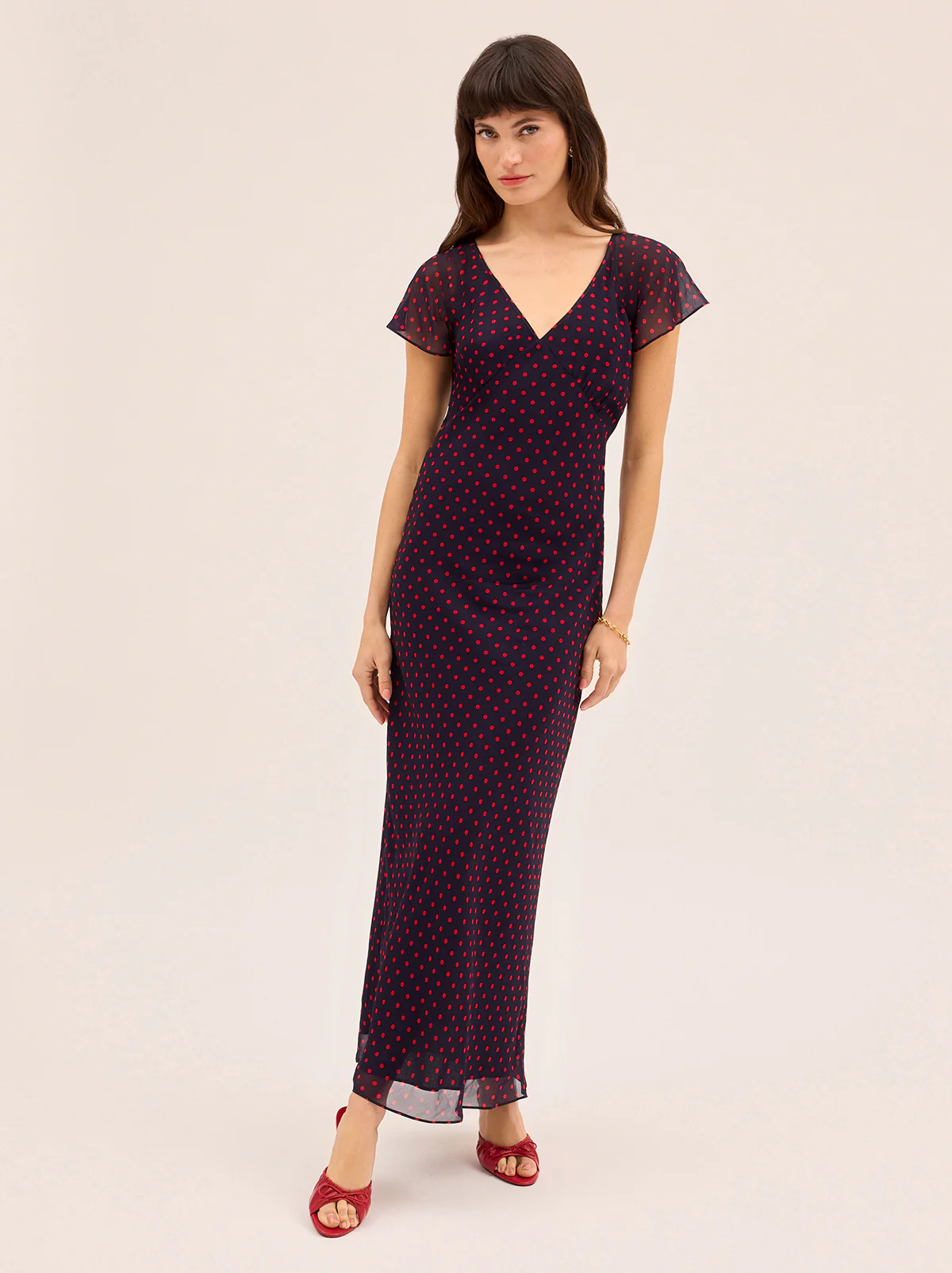 Libby Navy Pin Dot Print Dress