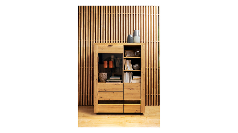 Witryna Ostia 101 cm z 2 drzwiami i 2 szufladami dąb artisan