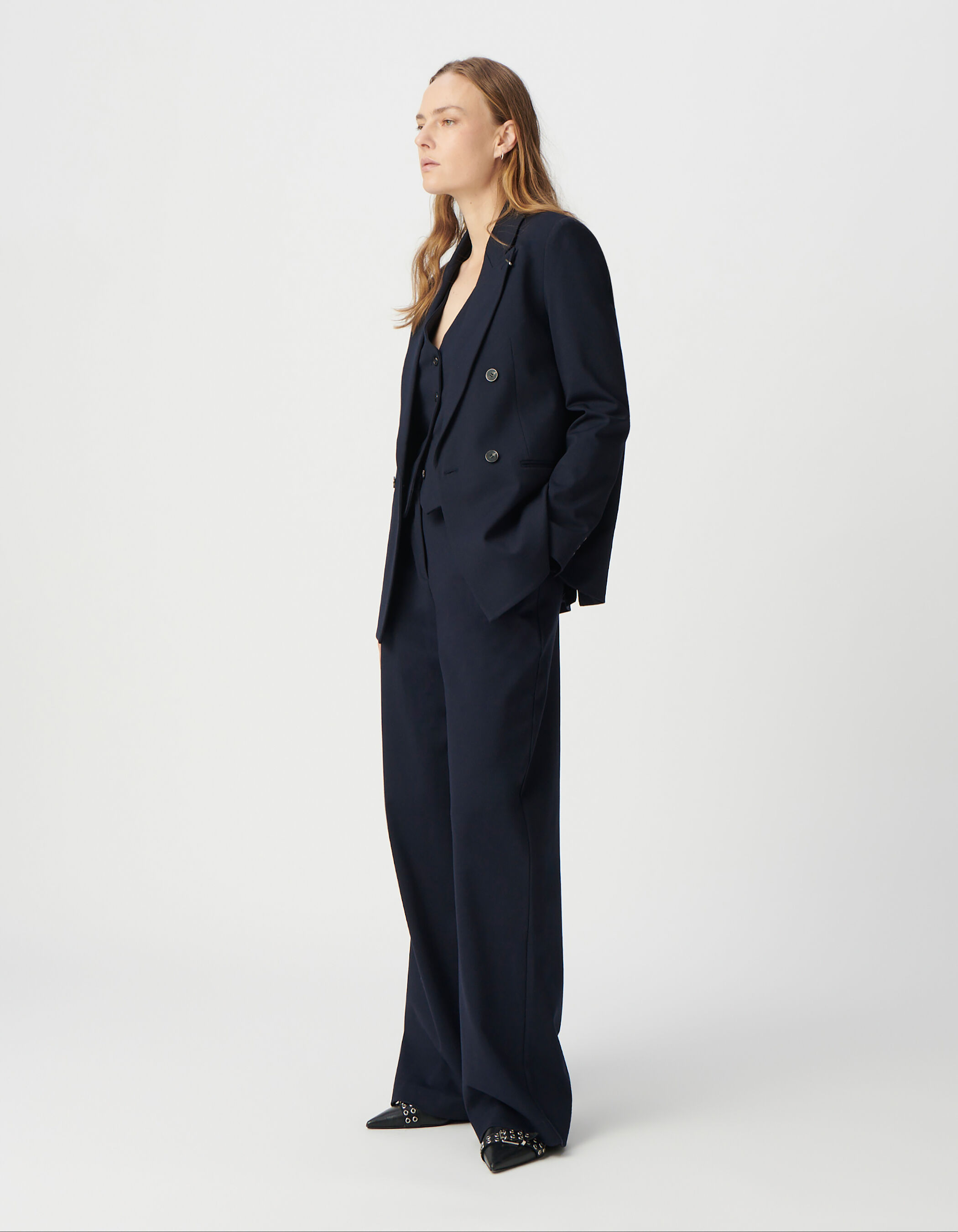 Veste de tailleur marine coupe large maille Milano Femme