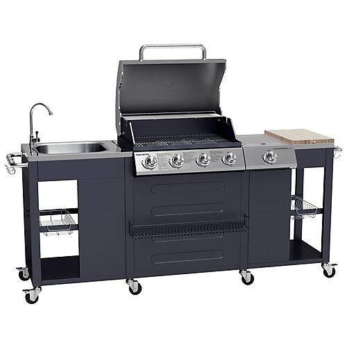 Cuisine d'Extérieur 4 Brûleurs et 1 Réchaud 17,2 kW