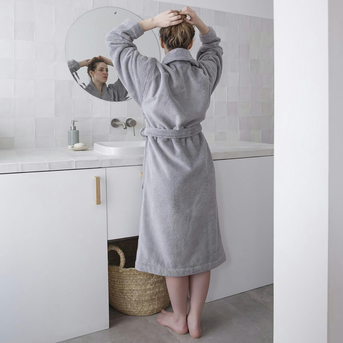 CARESSE - Peignoir en coton galet S