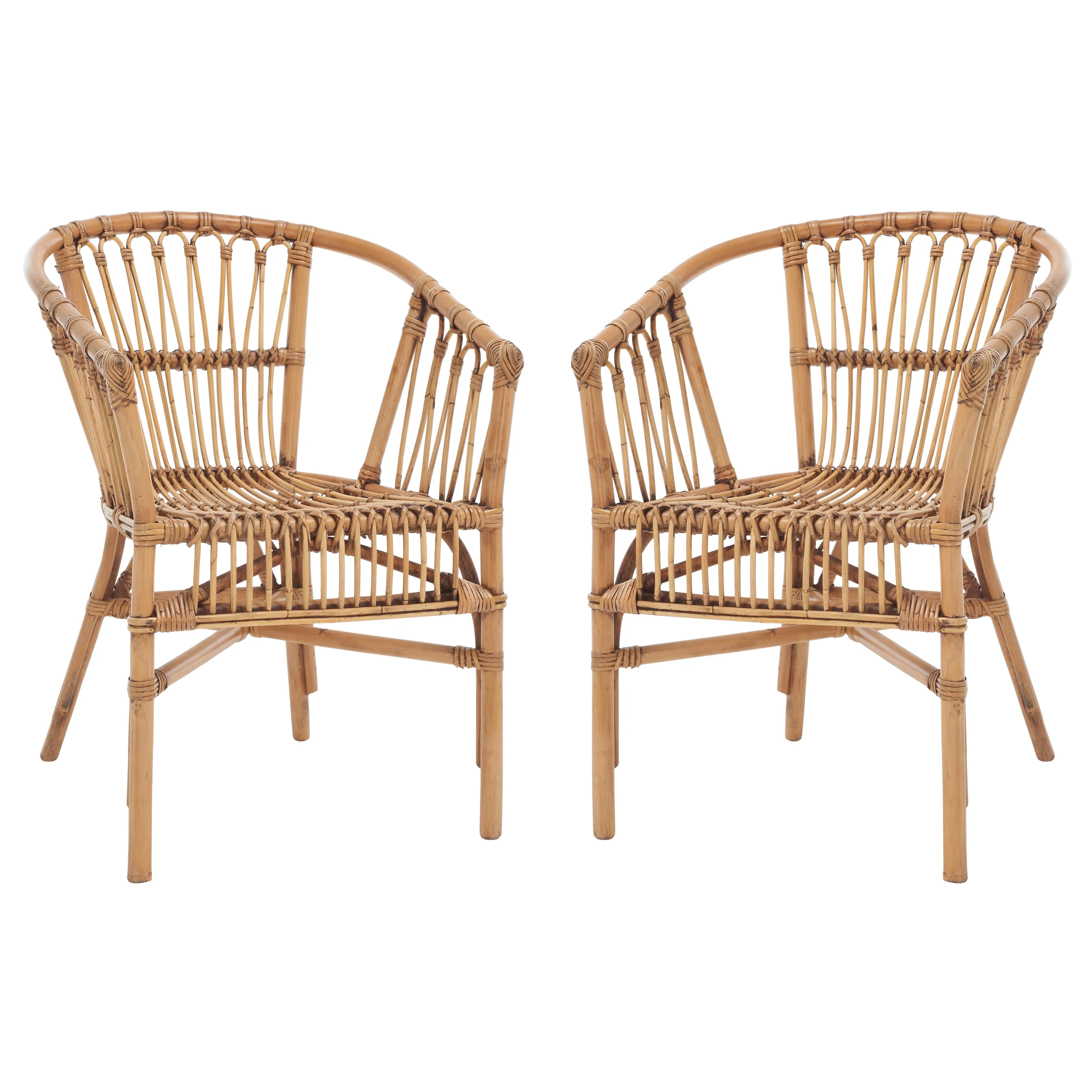 SAFAVIEH Silia Rattan Accent Chairs (Set of 2) - 22.8 W x 23.6 L x 30.3 H - 23Wx24Dx30H