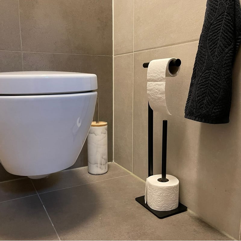 Toiletpapierhouder - metaal - 16,5x13x53,5 cm