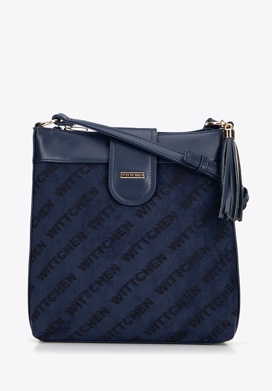 Damska crossbody z ekoskóry w logo granatowa