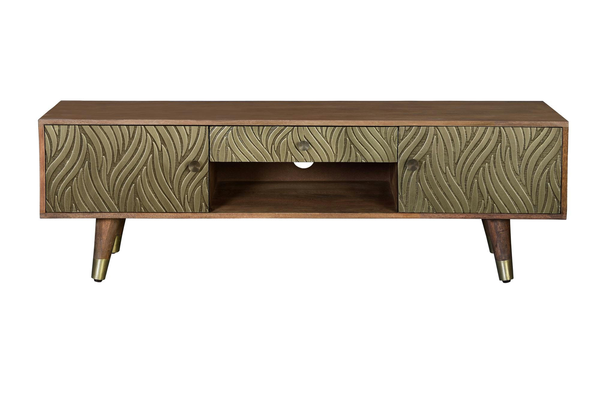 SAVANA - Meuble TV en manguier et bronze marron