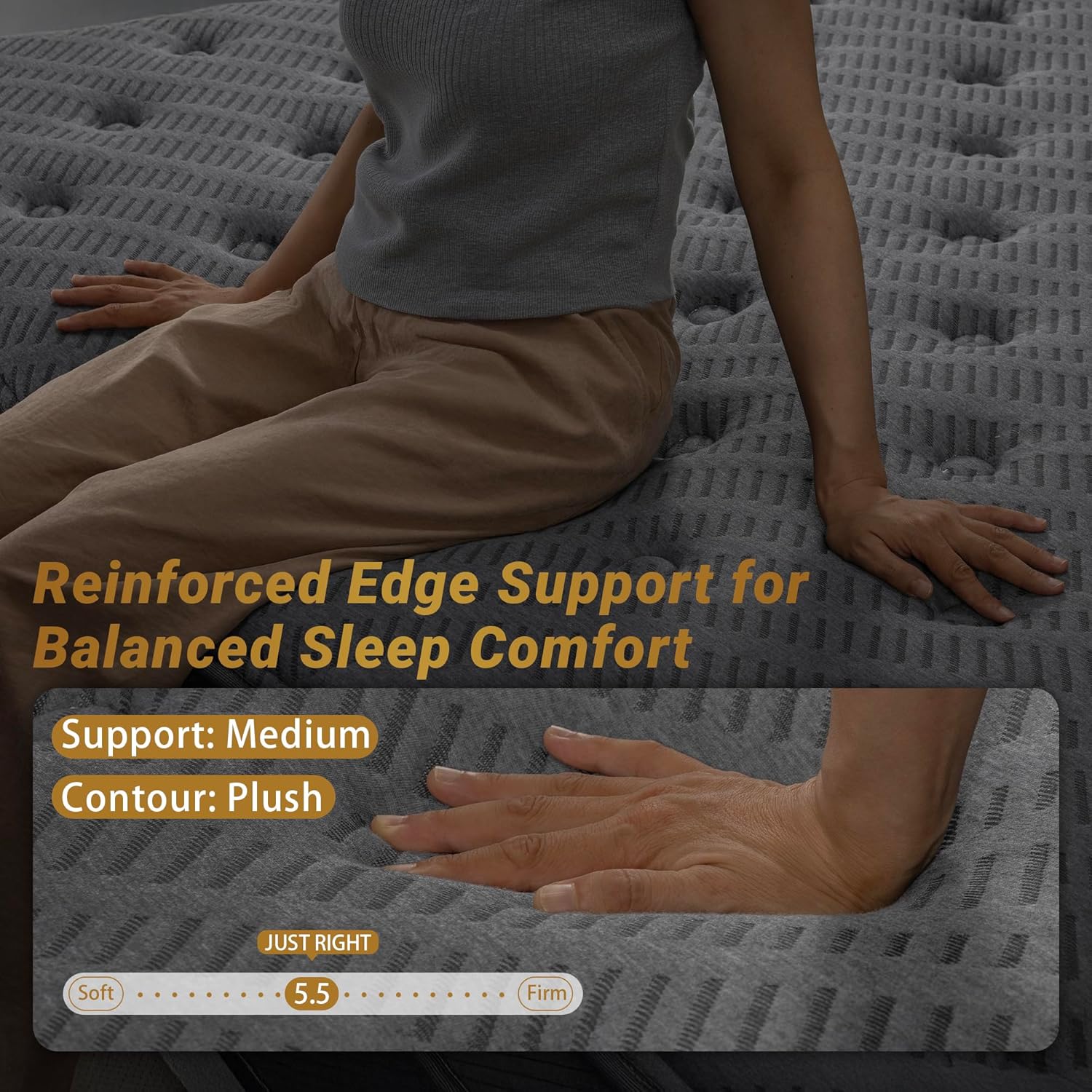 12″ Queen Hybrid Mattress – Balanced Support & Comfort, Cooling Breathable Foam + Pocket Coils, Motion Isolation, Reinforced Edges, CertiPUR-US, Fiberglass-Free, Mattress in a Box