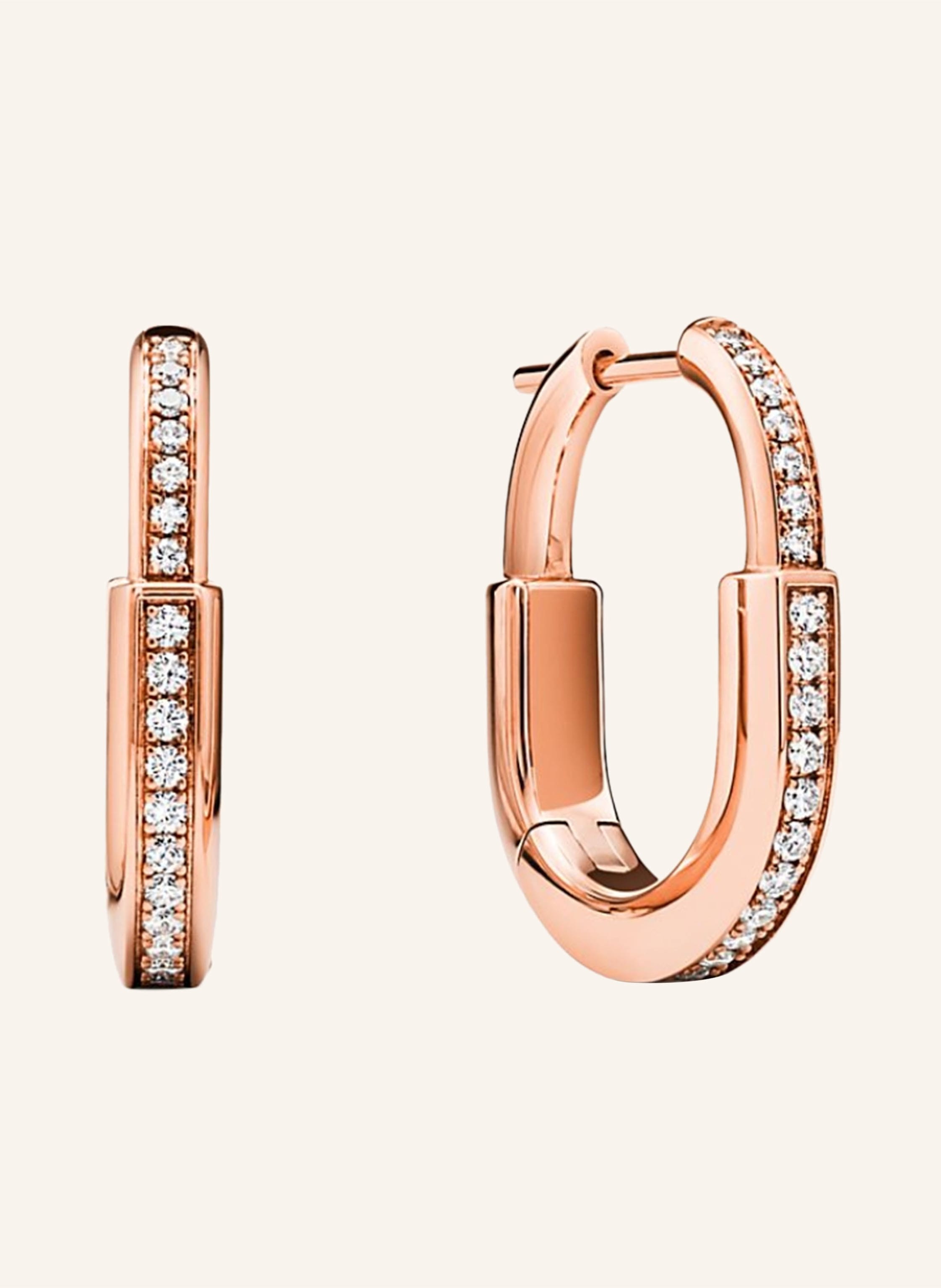TIFFANY & Co. Creolen TIFFANY LOCK aus 18 Karat Roségold mit Pavé-Diamanten