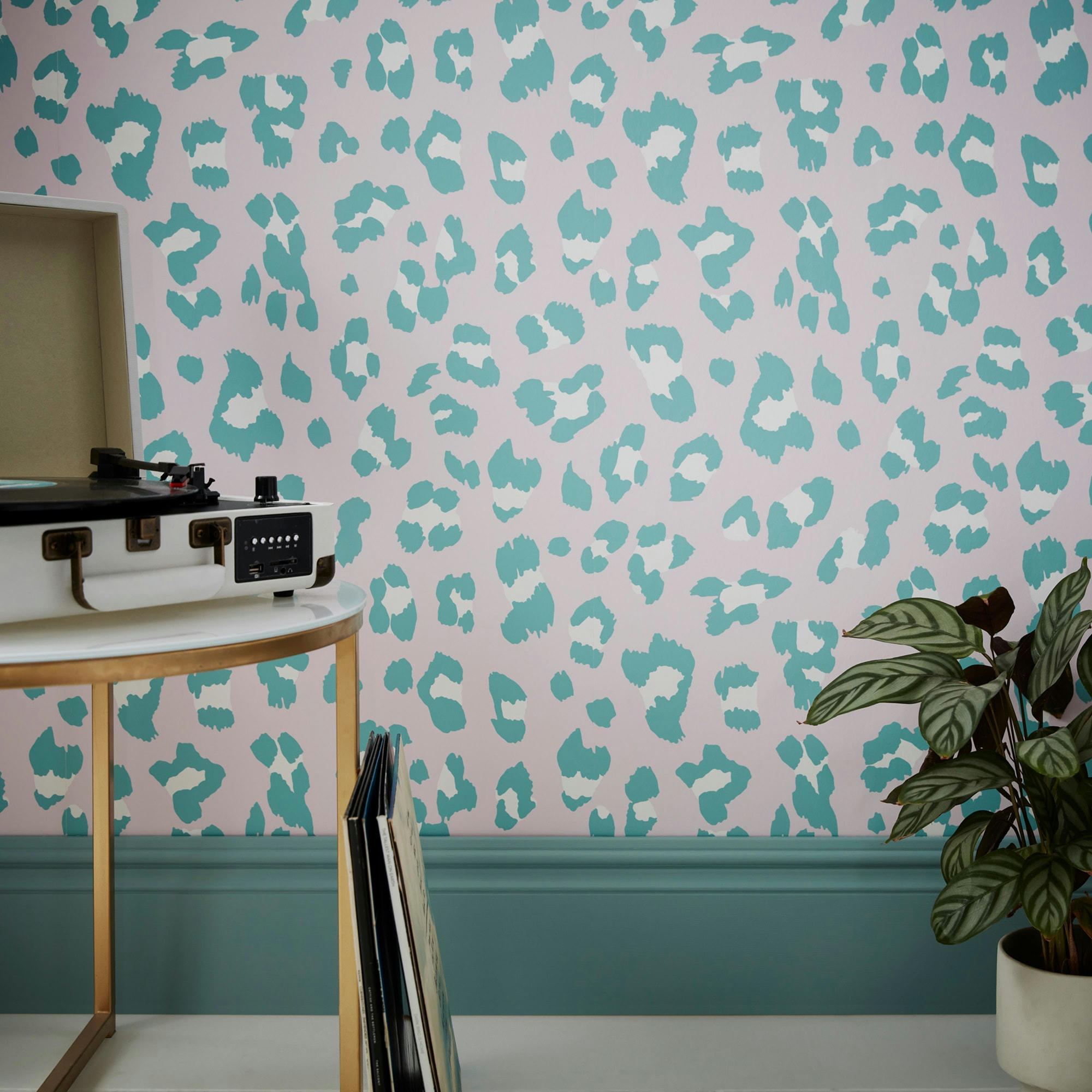 - papier peint big cat bubblegum vert rose 1005x52cm