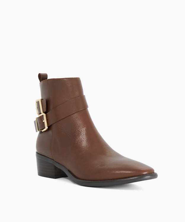 Pattin Brown - Leather Buckle-Detail Ankle Boots