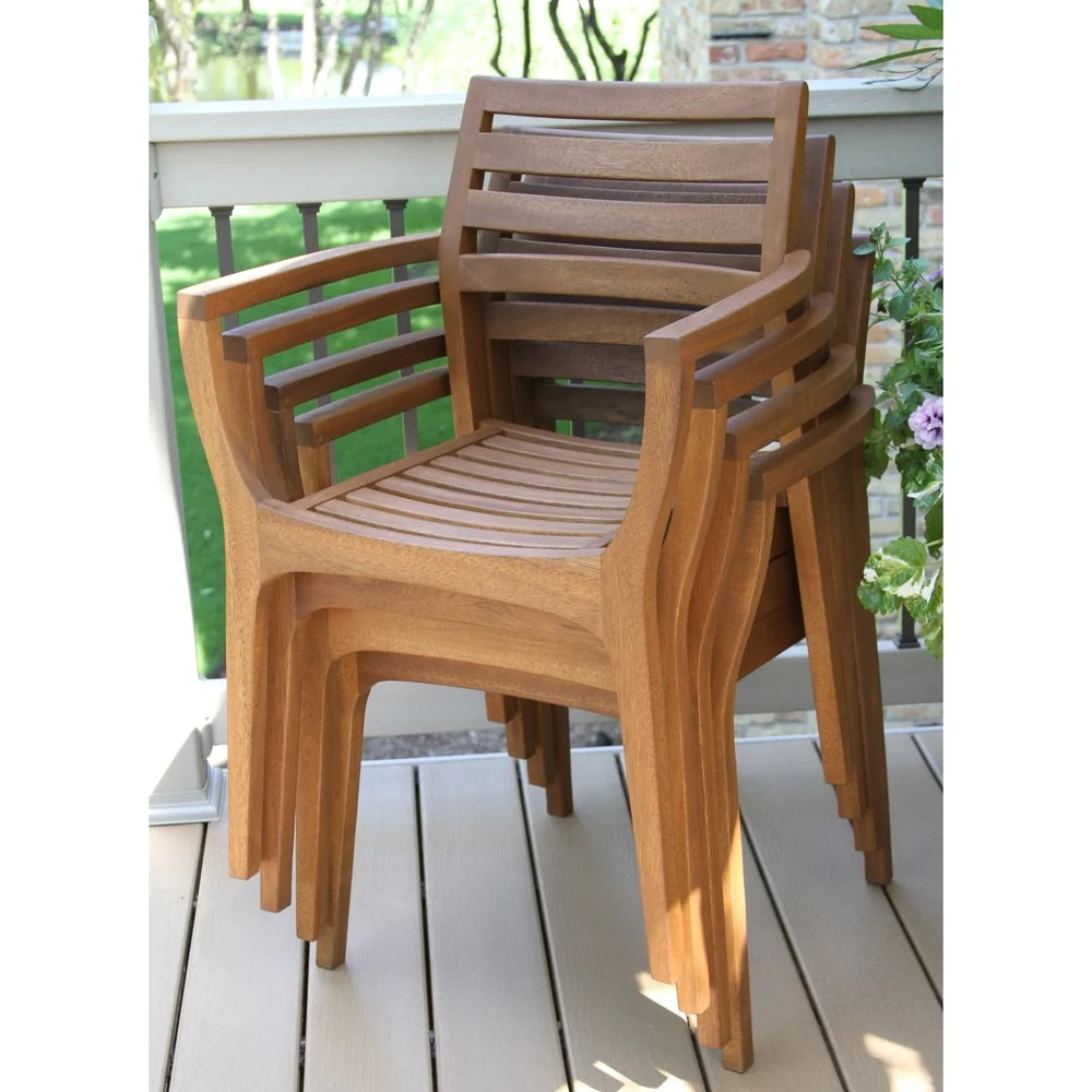 Eilaf Danish Eucalyptus Stacking Armchair, 4pk.