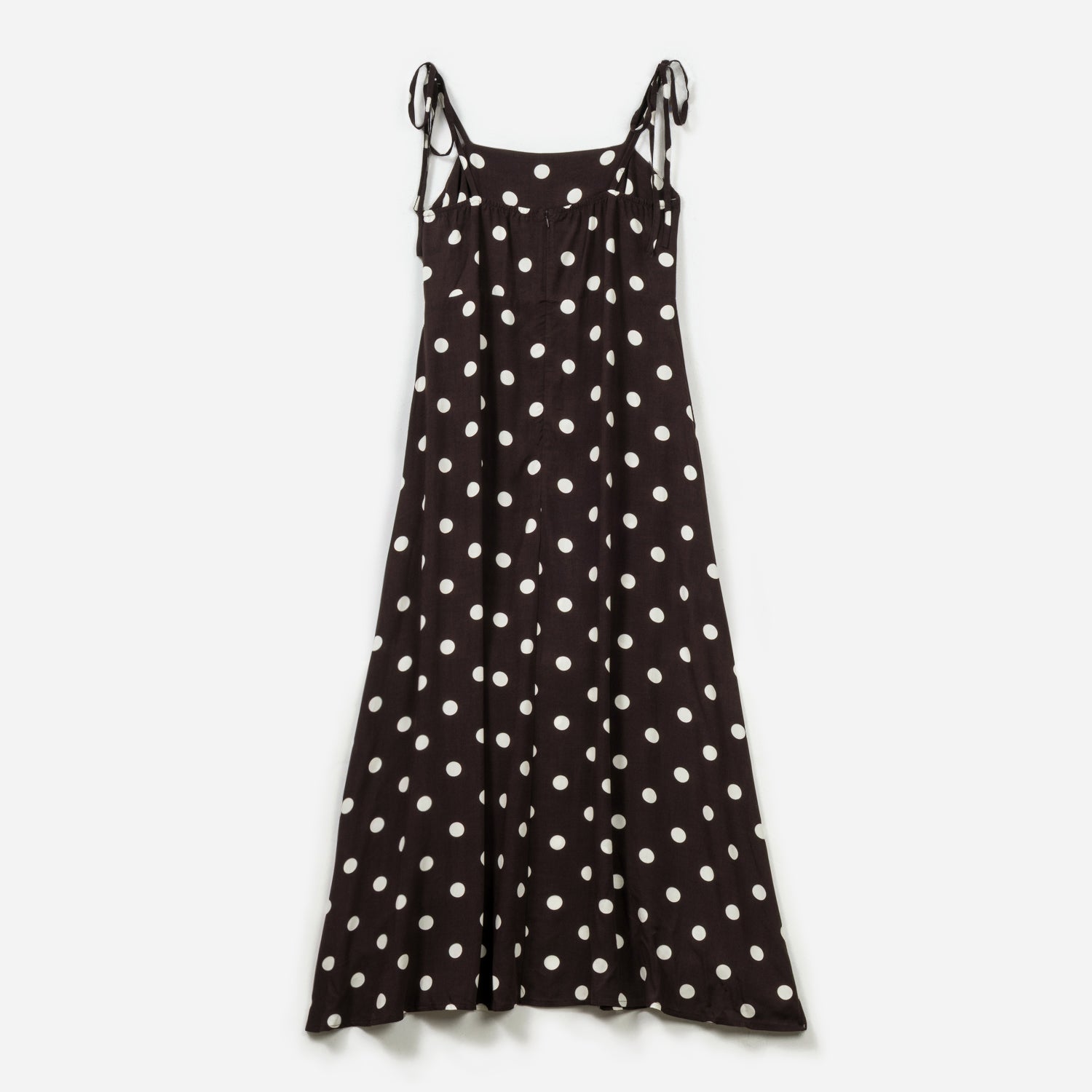 Robe longue marron motif pois
